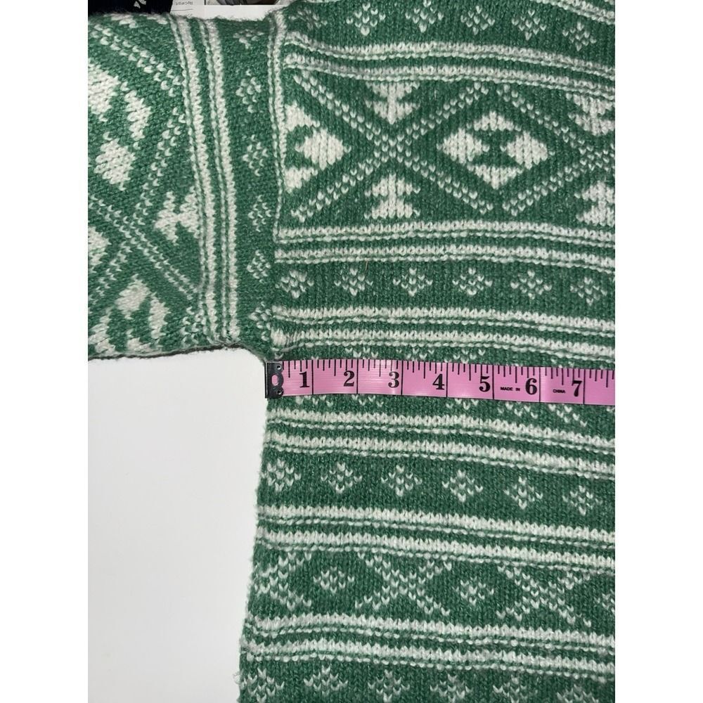 American Eagle Green Fair Isle Sweater Crewneck Snowdrift Warm Cozy Large St Pat - Picture 6 of 15